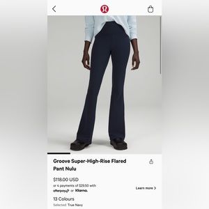 Brand new Lululemon SHR Groove Flare Pant in size 2 and color true navy